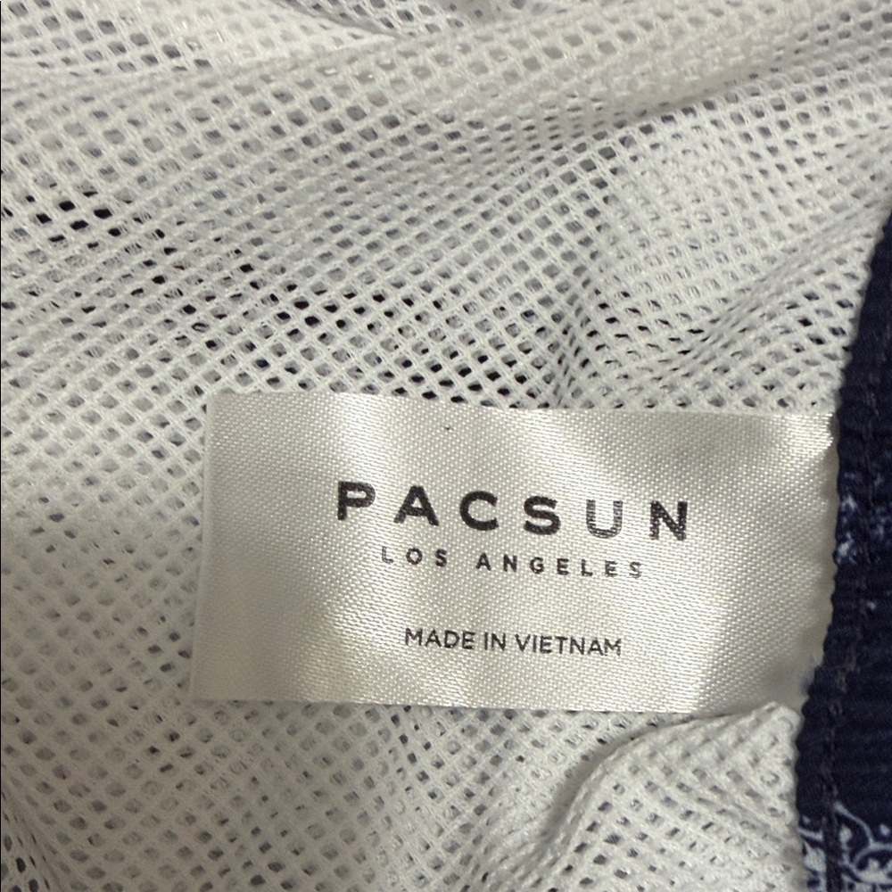 PacSun Men’s Navy Bandana Paisley Print Swim Trunks, Size Small. - Picture 8 of 12